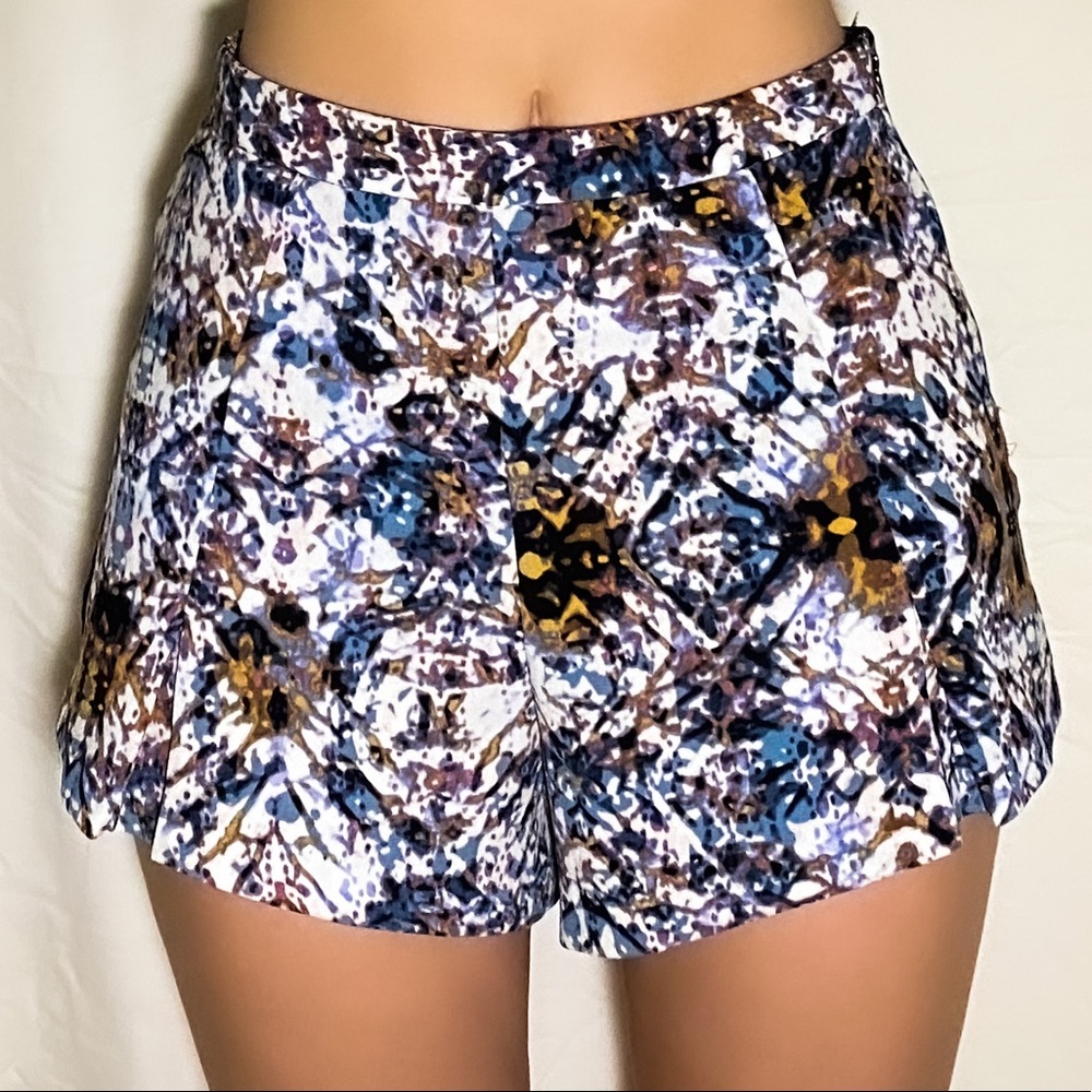 Colorful (blue, gold, purple, black) flowy shorts